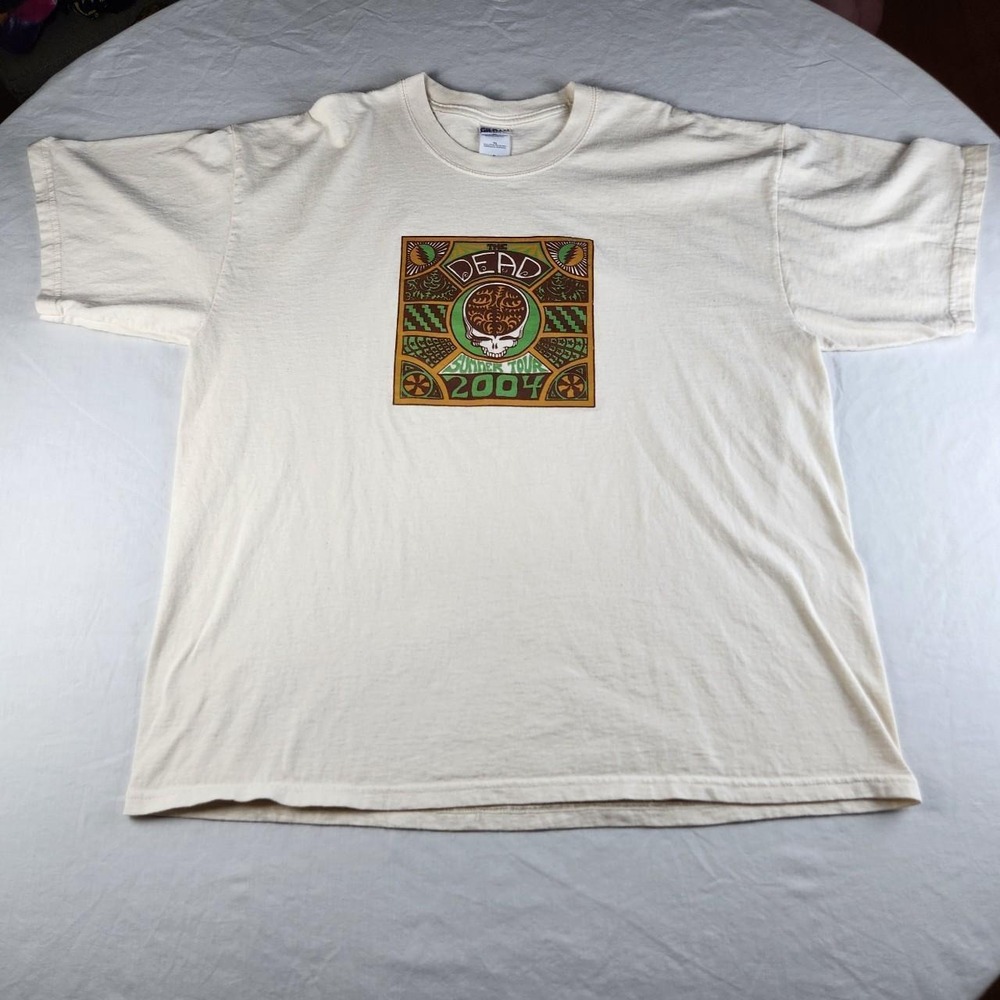 Grateful Dead The Dead 2004 Summer Tour Vintage Shirt Cream XL Gildan Cotton